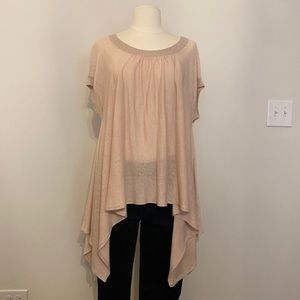Pink drape tunic with silver trim